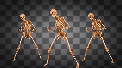 Three Skeleton Twerk Dancing Transparent Background