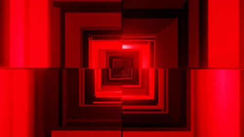 Red Curving Endless Tunnel Background Loop Animation 4K