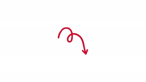 Hand Drawn Curved Arrow Doodle Animation (Alpha Channel)