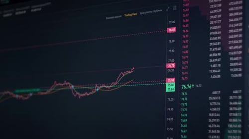 Timelapse-Kryptowährungs-Börsendiagramm