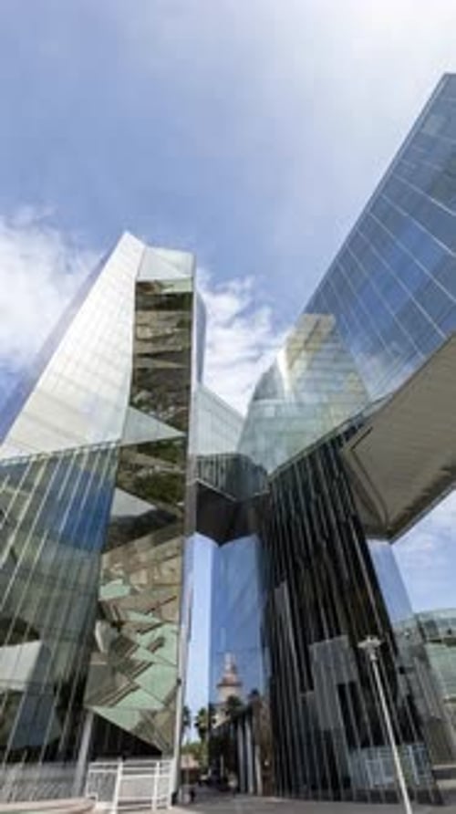 Barcelona Mirrored Glass Skyscraper in Vertical