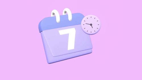 3D Calendar and Clock Icon Animation for Schedule and Time Management