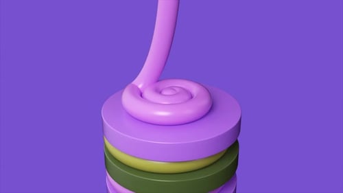 Animación en bucle de un pastel de dibujos animados sobre un fondo brillante