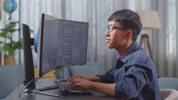 Asian Boy Programmer Creating Innovative Software Engineer Developing ...