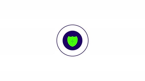 Flat Design Security Shield with Lightning Bolt Icon Animation