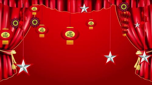 Rote Schleifenanimation im Neujahrshintergrund