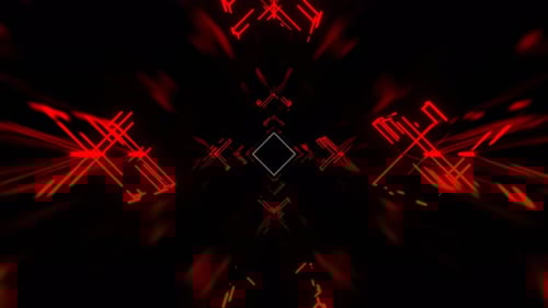 White And Red Square Neon Sci Fi Strobe Flashing Tunnel Background Vj Loop In 4K