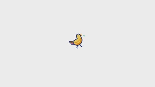 Animated Flat Design Bird Walking Loop