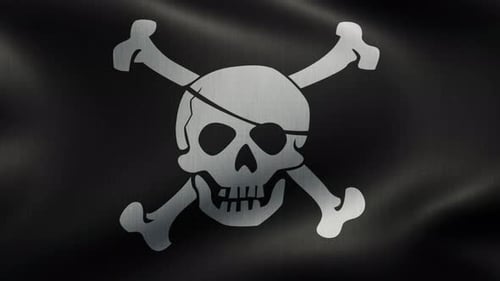 Waving Pirate Flag With Skull And Crossbones Seamless Loop