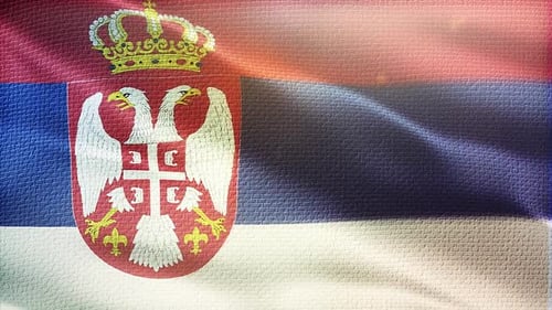 Realistic Waving Flag of Serbia with Textured Fabric
