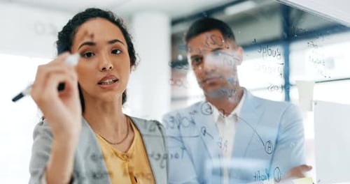 Team Brainstorming at Whiteboard in Modern Office