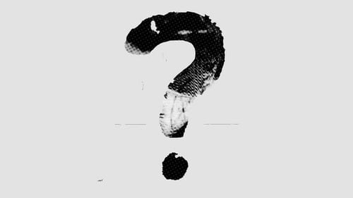 Animated Question Mark with Grunge and Glitch Distortions