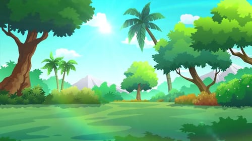 Cartoon Forest Landscape looped + 4k