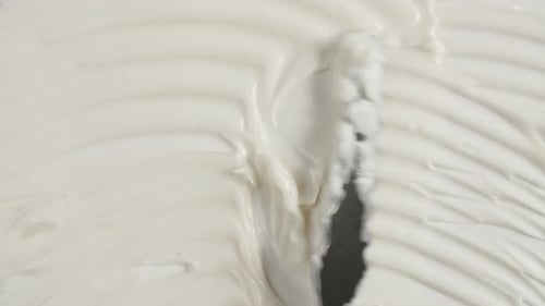 Knife Smoothing Thick White Cream Texture Close Up