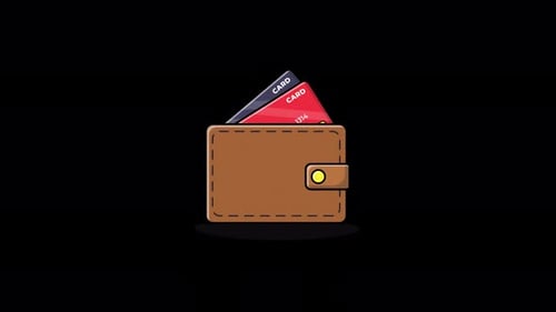 Animated Wallet with Bank Card. Financial Security Concept Concept Video - Transparent