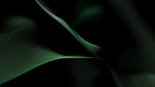 Green particles glowed brightly from within. Dynamic digital animation abstract presentation backgro