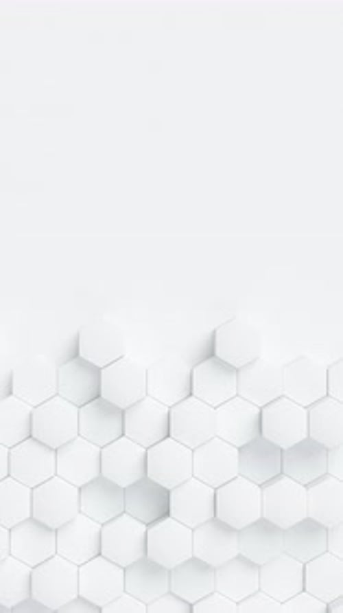 White Hexagons with Random Size Move and Grow Loop A Place for Text on the Left Abstract 3d Render