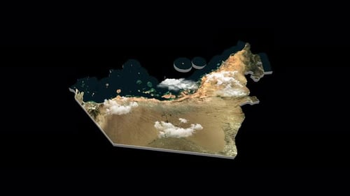 Animated 3D United Arab Emirates Map with Rotating Clouds