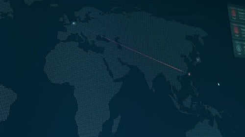 Animated World Map with Data Points and Network Connections