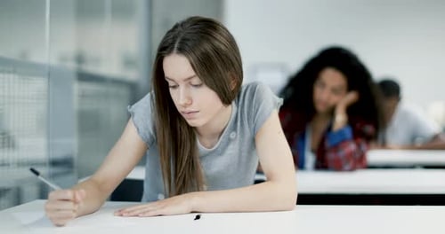 High school students in an exam