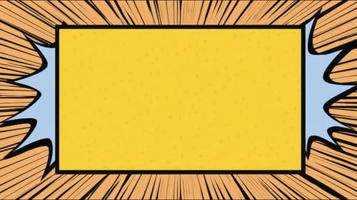 Comic book burst decorative border copy space yellow center hand drawn digital seamless loop animati