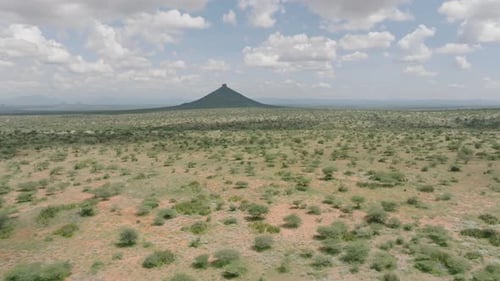 Aerial view of landscape with mountain, Nigeria.