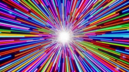 Animation colorée d'un tunnel de vitesse de la lumière dans l'hyperespace