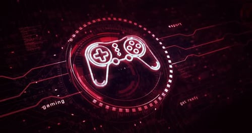 Futuristic Neon Gaming Controller Icon HUD Animation