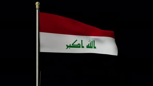 Realistic Waving Iraq Flag Animation on Black Background