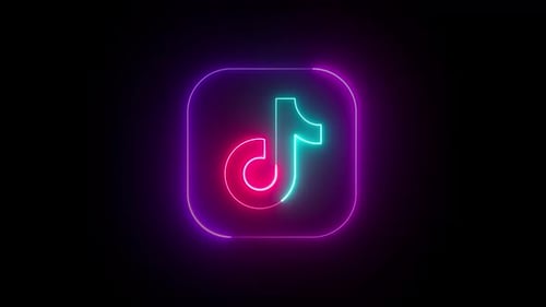 Glowing Neon Musical Note Icon Logo Reveal Loop