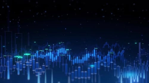 Dynamic Blue Stock Market Candlestick Background