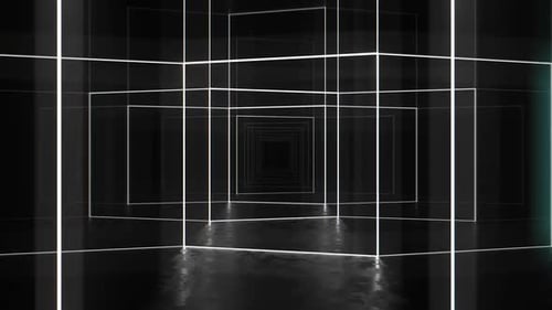 Futuristic Geometric Light Grid Tunnel Abstract Background