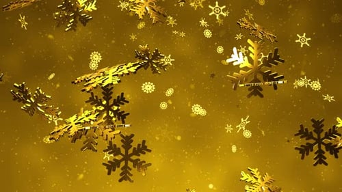 Golden Snowflakes Falling Christmas Celebration Background Loop
