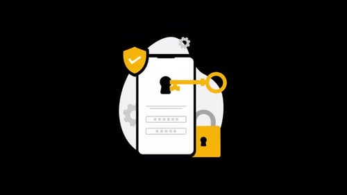 Vídeo de animación sobre seguridad de teléfonos móviles y protección en línea con contraseña y clave: transparente