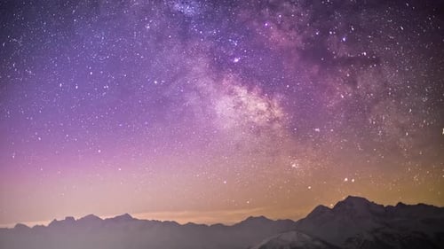 Milky Way Stars and Mountains at Night