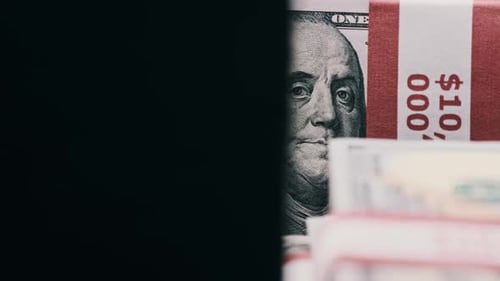 Stacks of Hundred Dollar Bills Zoom In