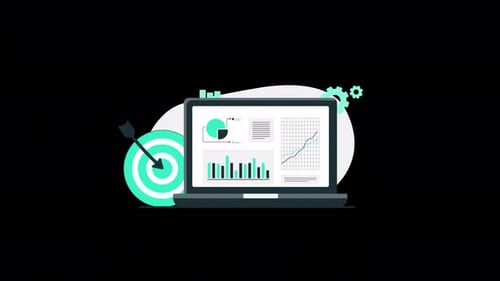 Animated Business Data Analysis on Laptop with Target Goal