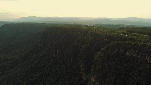Arial Drone of Mountain Canyon/Mountain Range at Sunset