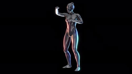 Futuristic Metallic Female Boxer 3D Animation Loop