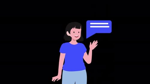 Flat Design Animated Woman with Speech Bubble