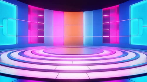 Podium Futuristische Vitrine mit Plattform für Produktausstellungen. Leeres modernes Bühnendisplay