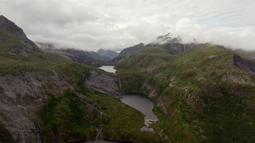 Aerial View of Lakes and Mountains in Wilderness