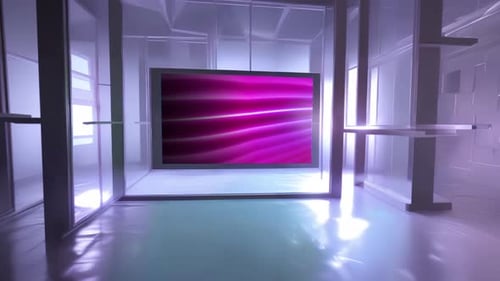 Abstract Fluid Lines Display on a Virtual Studio Screen