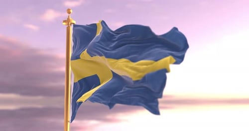 Swedish Flag Waving Realistic 3D Animation for National Identity and Events