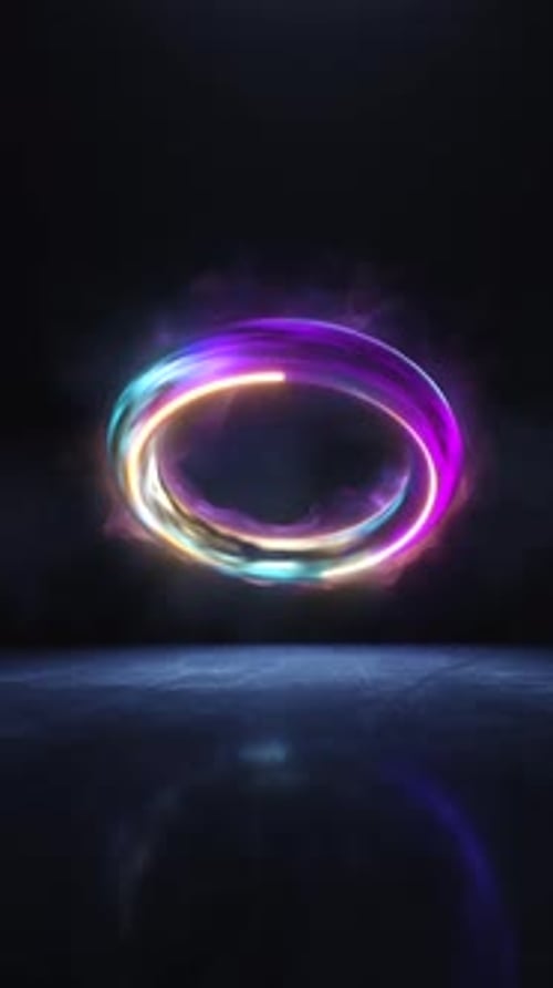 Looping Spinning Neon Energy Ring with Smoke