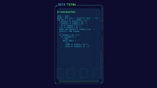 Vertical HUD Interface Window with Coding Elements