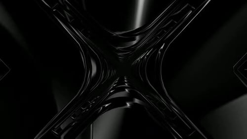 Background with a Tunnel of Black Figures, Exclusive, 3D Render, Reflection, Shapes