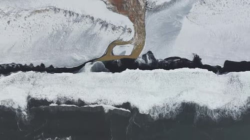 Aerial view of yellow river iceland in Iceland