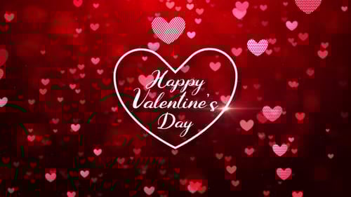 Happy Valentine's Day Title with Floating Hearts Background