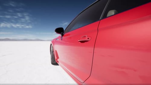 Close Up Detail of Sport Car in Salt Desert